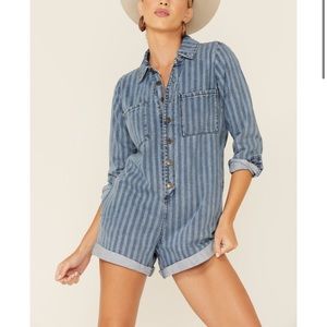SHOW ME YOUR MUMU WOMEN'S INDIGO TEGAN ROMPER